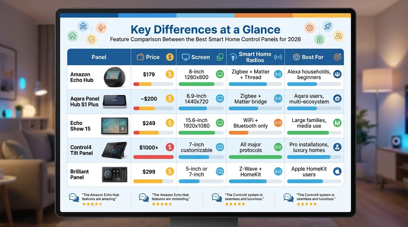 Best Smart Home Control Panels 2026 Comparison Chart