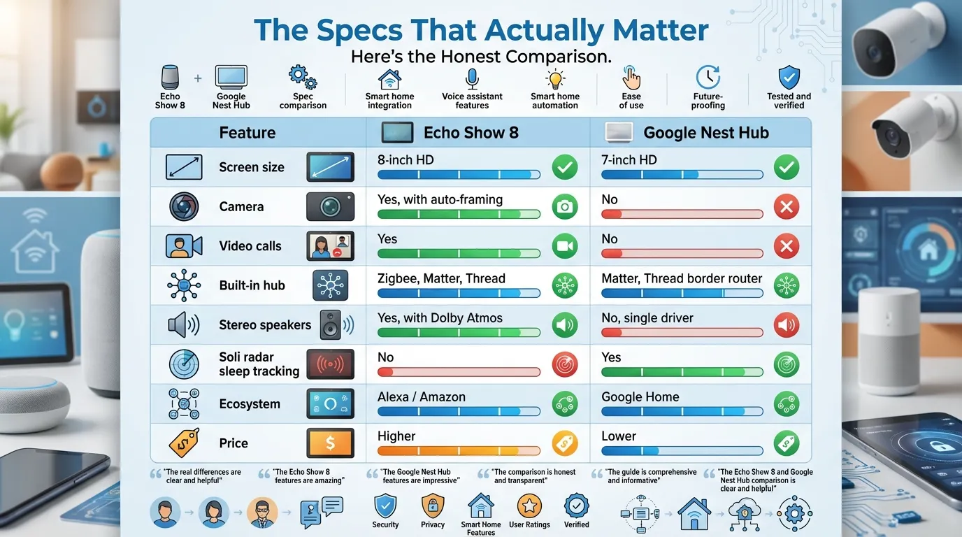 Echo Show 8 vs Nest Hub comparison chart