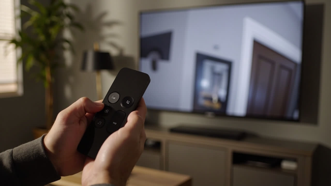Apple TV displaying smart home camera feed on TV