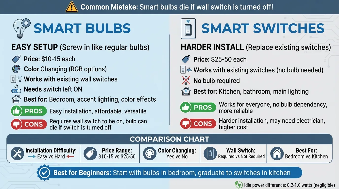 smart bulbs vs smart switches