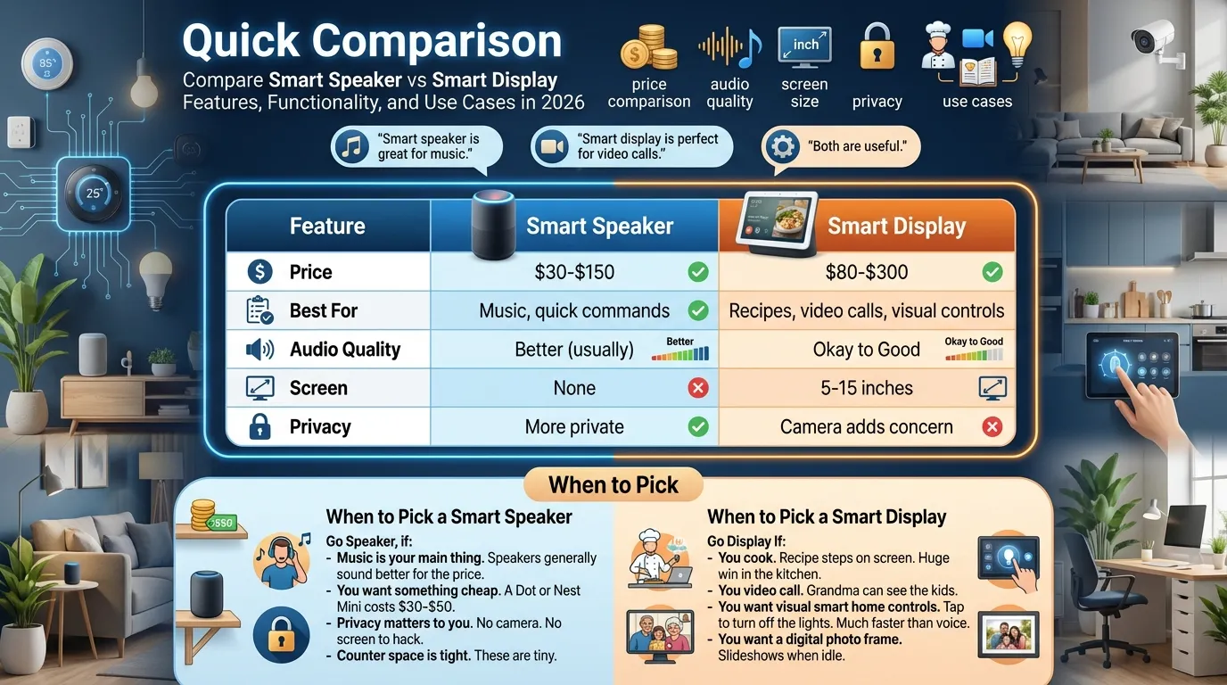 smart speaker and smart display comparison chart