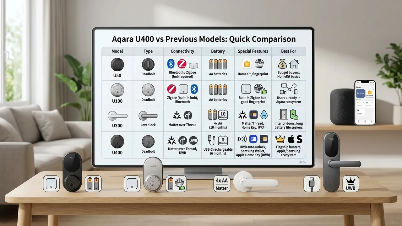 Aqara U400 vs Previous Models Comparison Chart