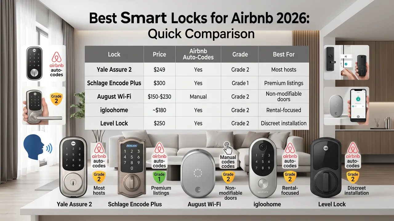 Best Smart Locks for Airbnb 2026 Comparison Chart