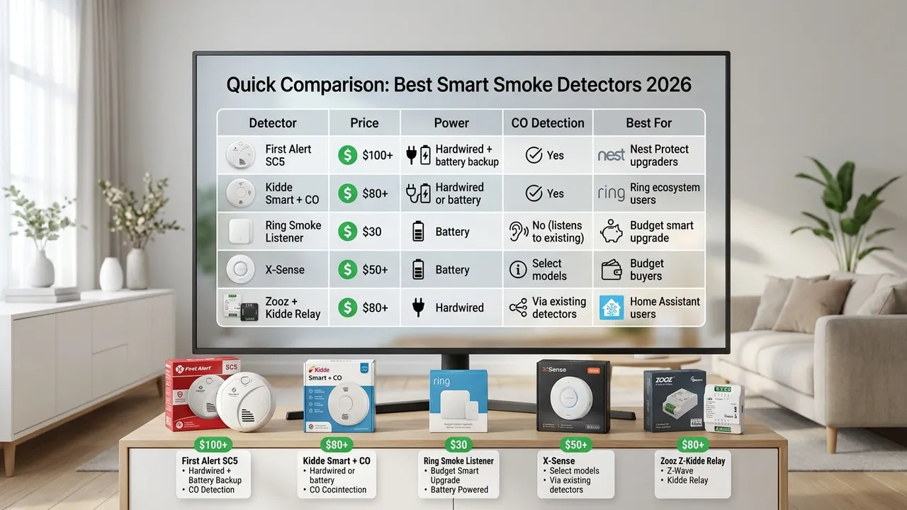 Best Smart Smoke Detectors 2026 Comparison Chart