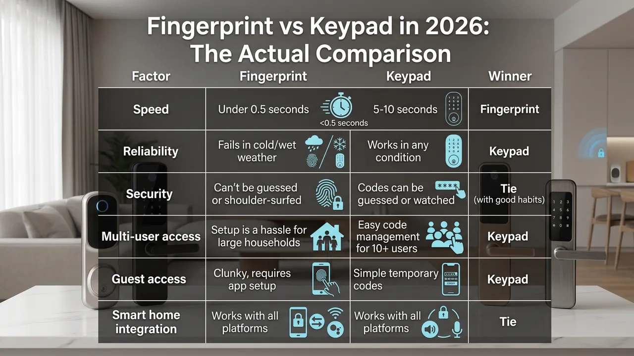 Fingerprint vs Keypad in 2026 Comparison Chart