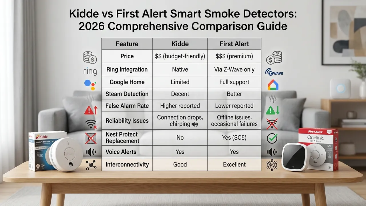 Kidde vs First Alert Smart Smoke Detectors 2026 Comparison Chart