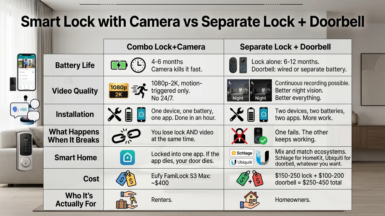 Smart Lock with Camera vs Separate Lock plus Doorbell