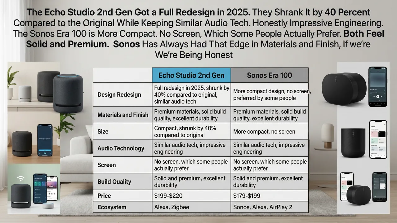 Sonos Era 100 vs Echo Studio Design and Build | Smart Home Ahead Sonos Era 100 vs Echo Studio Design and Build