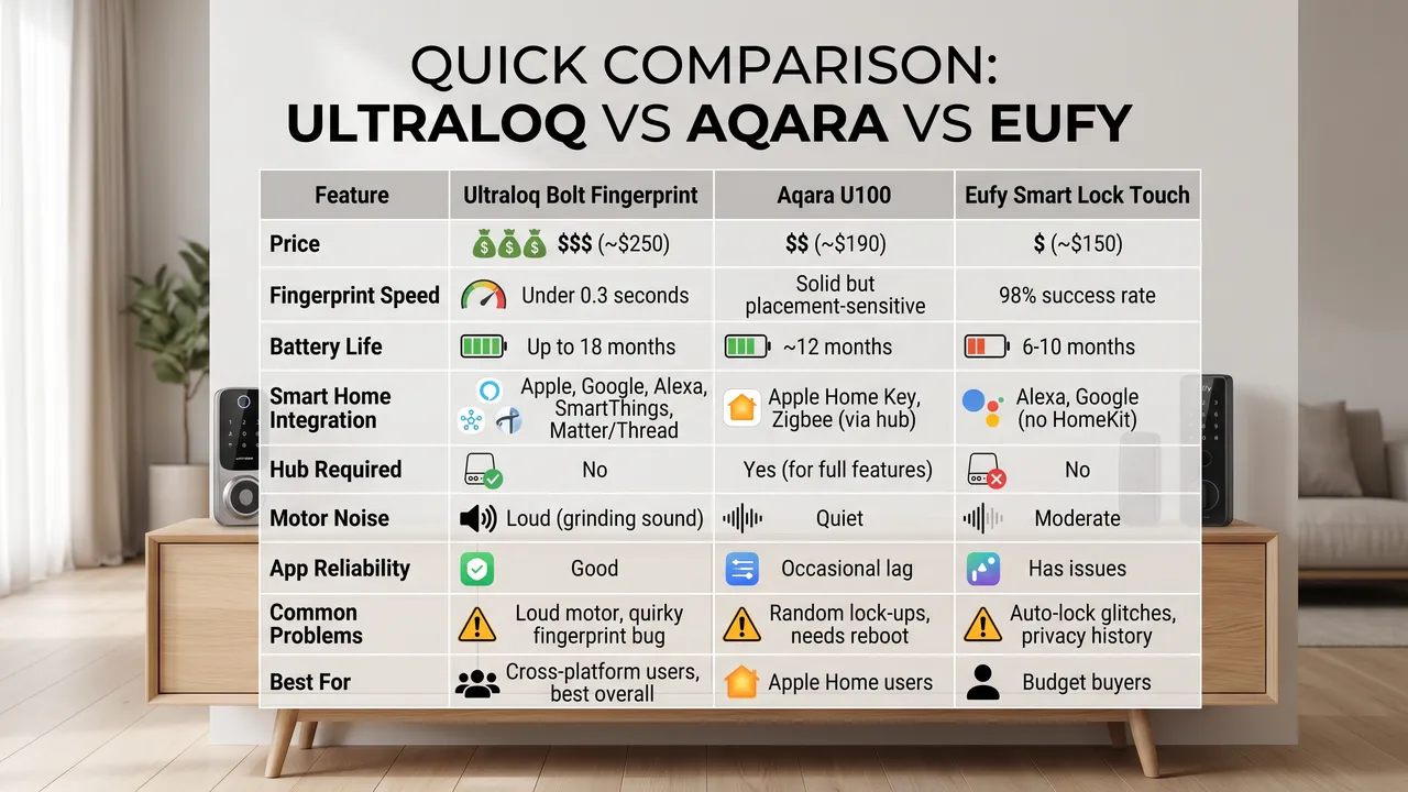 Ultraloq vs Aqara vs Eufy Fingerprint Lock 2026