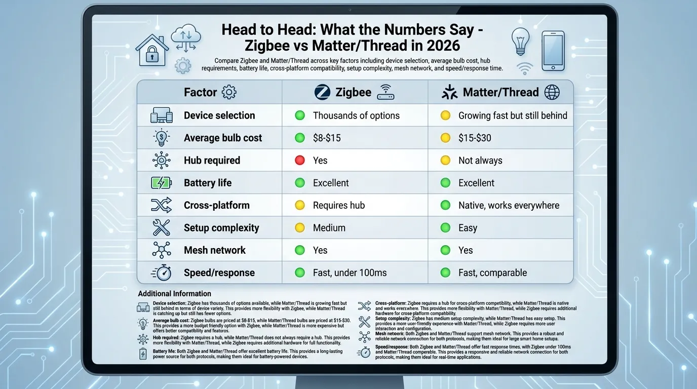 Zigbee vs Matter Thread Comparison Chart