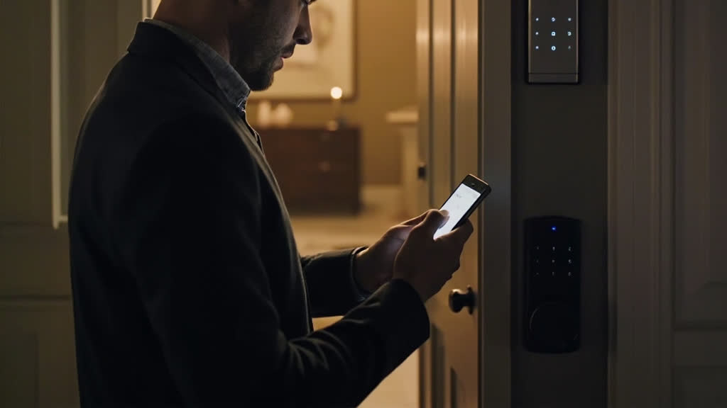 Person frustrated checking smart lock with dead battery