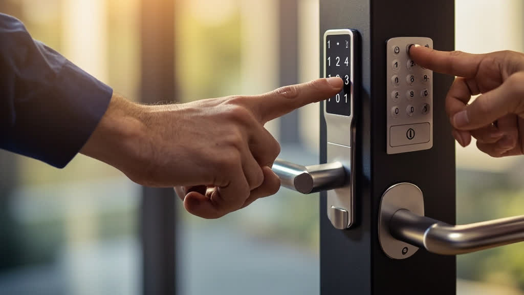 Fingerprint scanner and keypad on modern smart locks