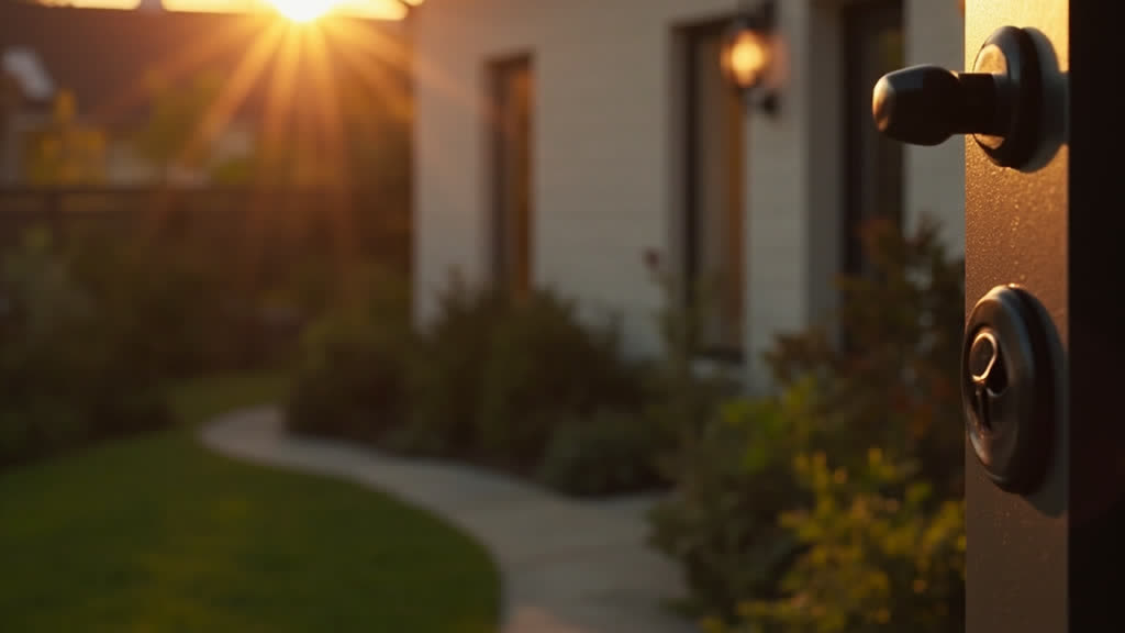 Modern house with smart lock installed