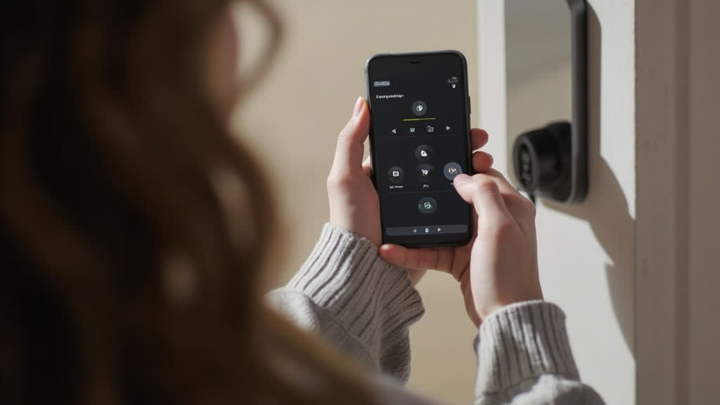 Person using smartphone to control smart fingerprint lock