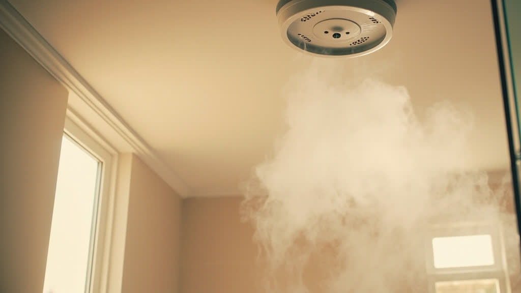 Smart smoke detector in bathroom with steam