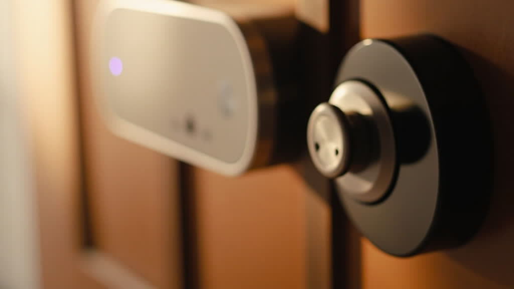 Two Aqara smart locks side by side on a door, showing size comparison